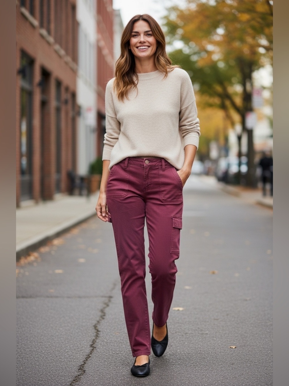 Kut from the Kloth Burgundy Cargo Ankle Jeans